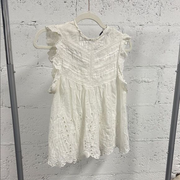Zara Tops - Zara Cream Lace Detail Top (Missing Back Top Button) - Size Small Sleeveless Top